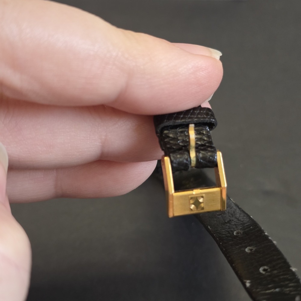 Vintage Movado Swiss Square Gold Watch Genuine Lizard Strap Swiss movement works - Picture 5 of 6